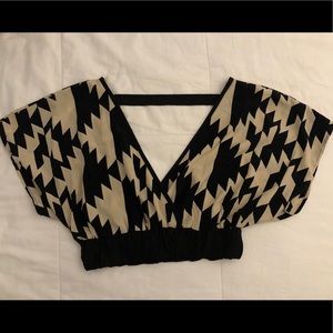 Black and Beige Crop Top/ Blouse